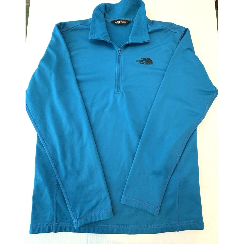 The North Face Pullover Men Medium Aqua 1/4 Zip Long Sleeve Outdoor Hiking Layer